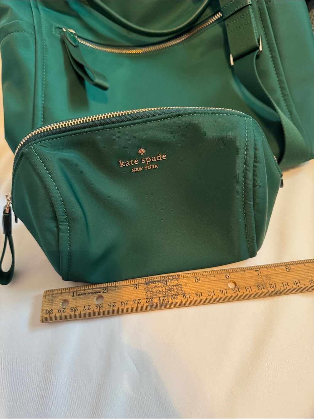 Large Kate spade emerald green nylon backpack with zippered pouch - Picture 2 of 8